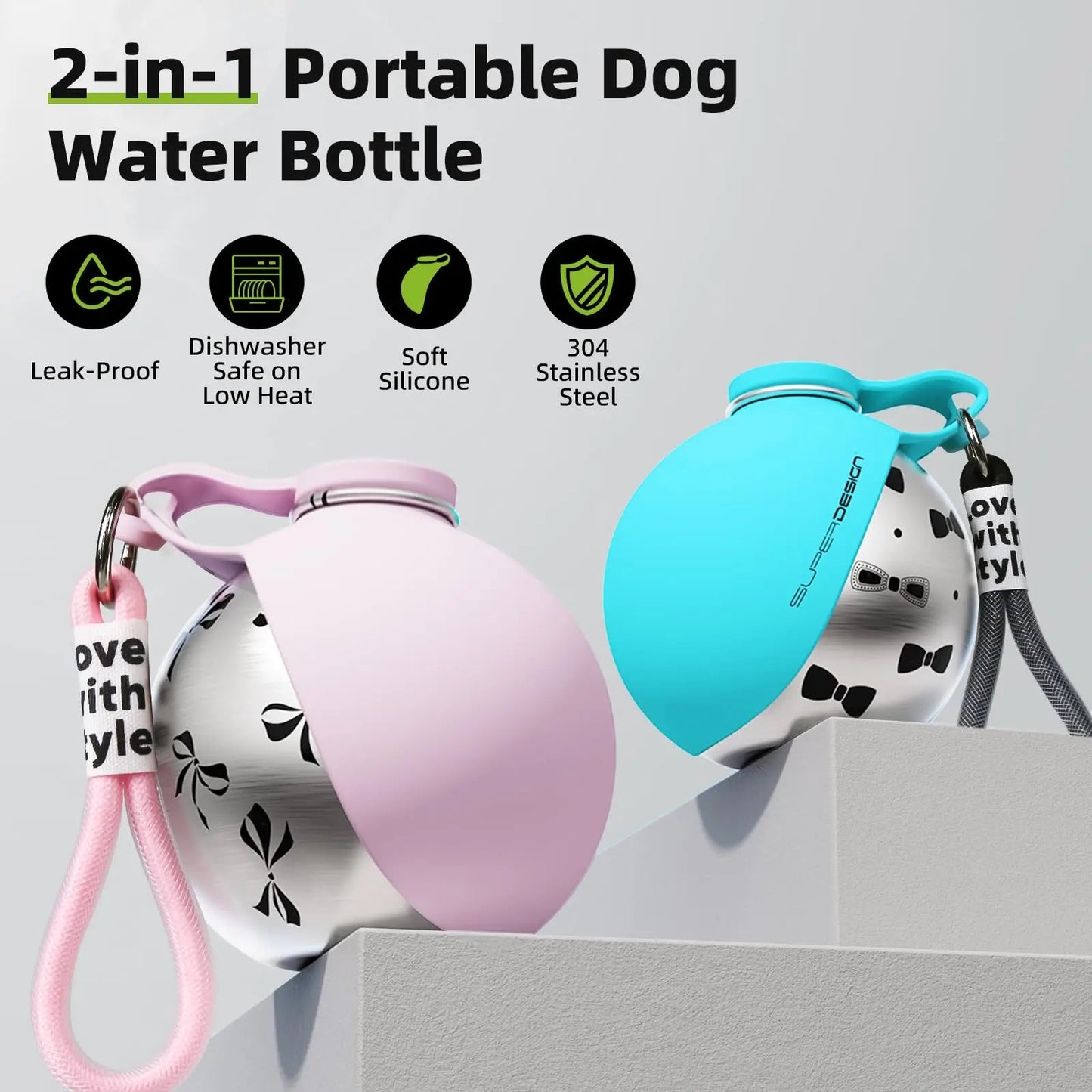 Portable Dog Water Bottle with Foldable Bowl | Leak-Proof | PetHaven